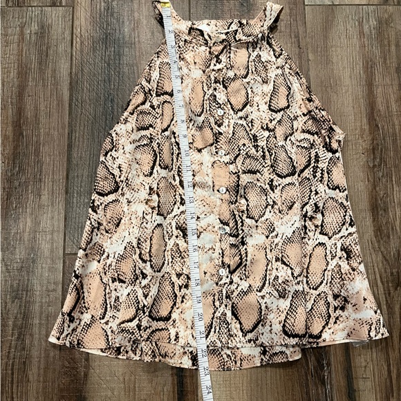 Entro Black and Tan Relaxed Fit Snake Skin Button Down Halter Tank Top - Picture 7 of 7